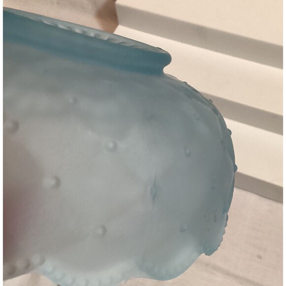 Imperial Glass Light Blue Candy Dish Satin Impressed Pansy Nappy Textured Handle - Picture 11 of 15